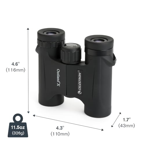 Celestron - Outland X 8x25 Binoculars – Ideal for Birding and Outdoors – 25mm Objective Lenses – Wide 8.2° Field of View – BaK-4 Prisms – Multi-Coated – Waterproof and Fogproof