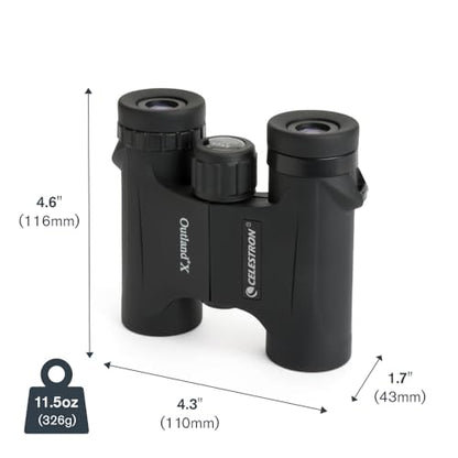Celestron - Outland X 8x25 Binoculars – Ideal for Birding and Outdoors – 25mm Objective Lenses – Wide 8.2° Field of View – BaK-4 Prisms – Multi-Coated – Waterproof and Fogproof