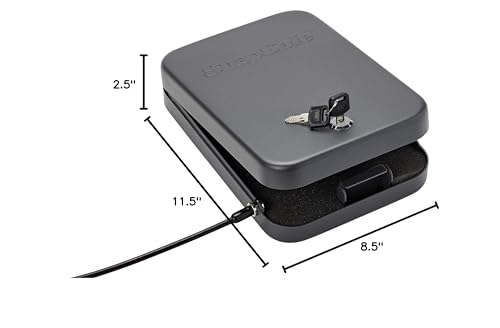 SnapSafe Portable Lock Box for Guns and Valuables – Includes Lock Box, 2 Keys and Patented Security Cable – An Ideal Car Gun Safe – XXL, Black, 11.5 x 8.5 x 2.5 Inches
