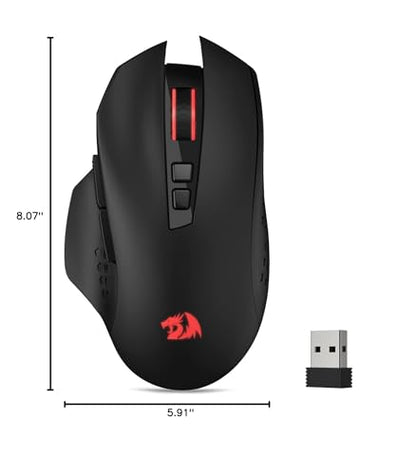 Redragon M656 Gainer Wireless Gaming Mouse, 4000 DPI 2.4Ghz Wireless Mouse w/ 5 DPI Levels, 7 Macro Buttons, Red LED Backlit & Pro Software/Drive Supported, for PC/Mac/Laptop