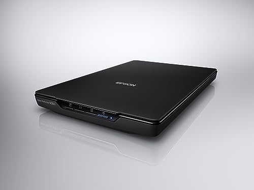 Epson - Perfection V39 II - Color Photo and Document Flatbed Scanner - 4800 dpi Optical Resolution - High-Rise, Removable Lid - Scan to Cloud - USB Power - Image Scanning - Black