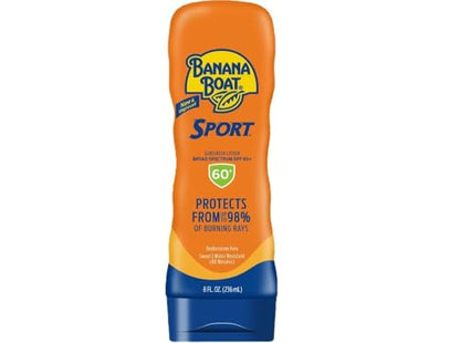 Banana Boat Sport Ultra SPF 60 Sunscreen Lotion, 8oz, Banana Boat SPF 60 Lotion, Oxybenzone Free, High SPF , Water-Resistant Sunscreen, 8oz