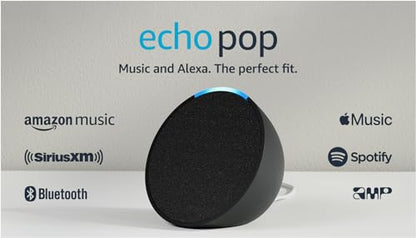 Amazon Echo Pop (newest model), Our smallest Alexa speaker, Fits in any room, Charcoal