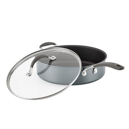 Circulon A1 Series with ScratchDefense Technology Nonstick Induction Sauté Pan with Helper Handle and Lid, 5 Quart, Graphite