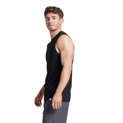 Russell Athletic Mens Cotton Performance Sleeveless Muscle T-Shirt T Shirt, Black, Small US
