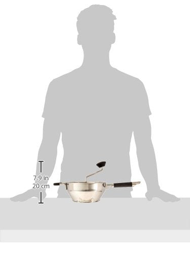 ExcelSteel Food Mill W/3 Grinding Sizes, 17" x 8.25" x 3.75", for Versatile Textures in Soups, Sauces, and Foods, Medium