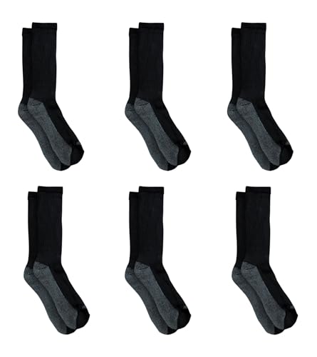 Dickies Men's Dri-tech Original Moisture Control Crew Socks Multipack, Black (6 Pairs), Shoe Size: 6-12, Pack of 6