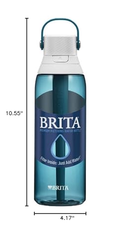 Brita Insulated Filtered Water Bottle with Straw, Reusable, BPA Free Plastic, Sea Glass, 26 Ounce