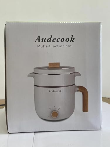 Audecook Hot Pot Electric with Steamer, 1.5L Portable Nonstick Rapid Noodles Cooker, Travel Electric Skillet with Dual Power Control for Pasta/Soup/Steak/Egg/Oatmeal(Black)