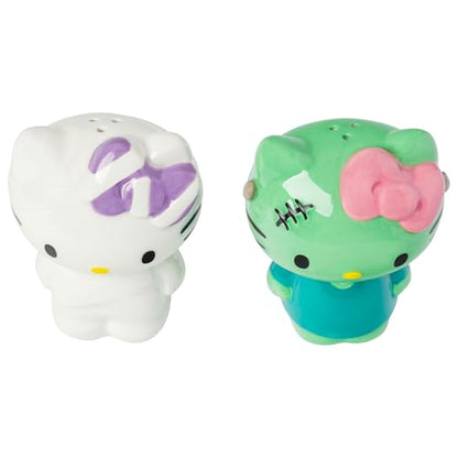 Silver Buffalo Sanrio Hello Kitty Halloween Ceramic Salt and Pepper Shaker Set, 5” L x 2” W x 3.5” H