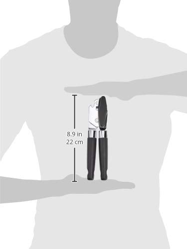 Amazon Basics Multi-function Manual Can Opener and Bottle Opener, 22 cm, Black Soft Grip Dual Handle