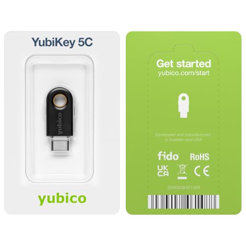 Yubico YubiKey 5C - Two Factor Authentication USB Security Key, Fits USB-C Ports - Protect Your Online Accounts with More Than a Password, FIDO Certified