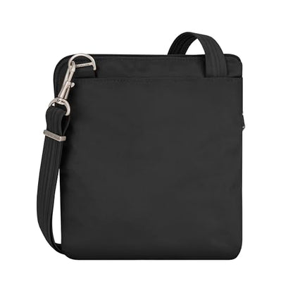 Travelon Anti-theft Classic Slim Double Zip Crossbody Bag, Black, One Size