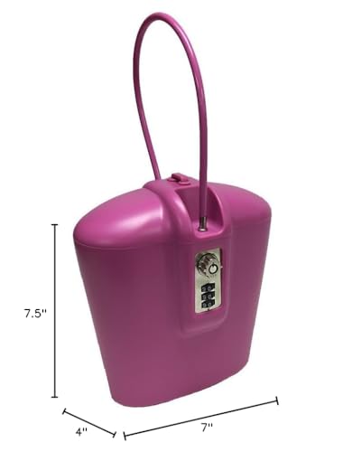 SAFEGO Portable Indoor/Outdoor Lock Box Safe with Key and Combination Access (Pink)