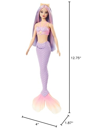 Barbie Mermaid Doll with Pink & Lilac Fantasy Hair & Headband Accessory, Toy with Shell-Inspired Bodice & Lavender Tail