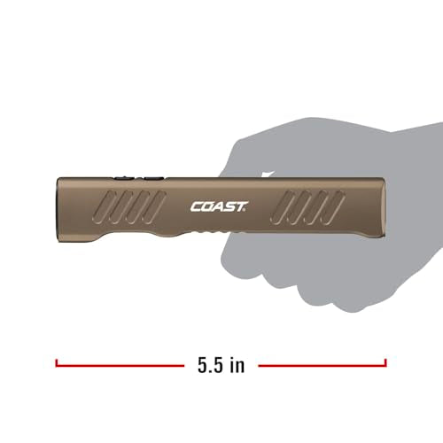 Coast Slayer 1150 Lumen USB-C Rechargeable LED Flashlight with Spot/Flood, Memory Mode and Pocket Clip, Dune