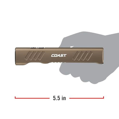 Coast Slayer 1150 Lumen USB-C Rechargeable LED Flashlight with Spot/Flood, Memory Mode and Pocket Clip, Dune