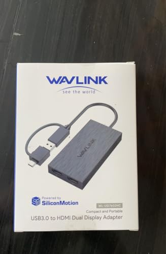 WAVLINK HDMI Splitter Extended Display for Dual Monitor, USB A or USB-C to Dual HDMI Adapter, Multi-Monitor Display 3 Separate Screens for Windows and macOS,4K30Hz,1080p@60Hz