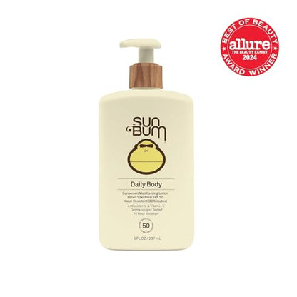 Sun Bum Daily SPF 50 Sunscreen Body Lotion - Broad Spectrum Moisturizing Sunscreen with Vitamin E - Vegan and Hawaii 104 Act Compliant (Without Octinoxate & Oxybenzone) - Dermatologist Tested - 8 oz