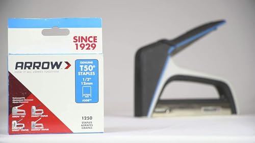 Arrow 508 Heavy Duty T50 1/2-Inch Leg Length, 3/8-Inch Crown, Staples for Upholstery, Construction, Furniture, Crafts, 1250 Count(Pack of 1)