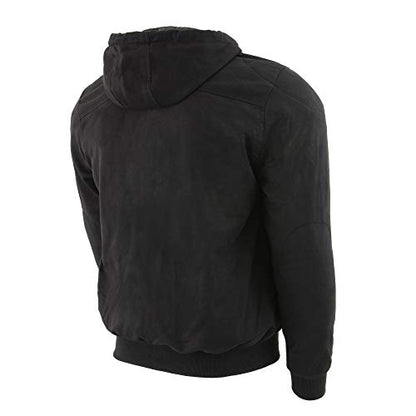 Milwaukee Leather MPM1788 Men's Black CE Approved Armored Riding Hoodie Sweater w/Aramid by DuPont Fibers - Medium