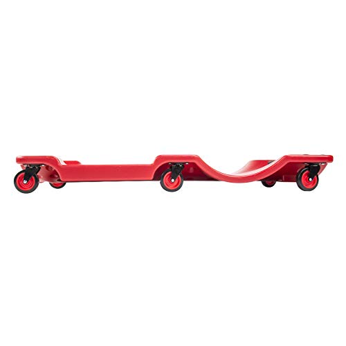 Pro Lift Mechanic Plastic Creeper 40 Inch - Blow Molded Ergonomic HDPE Body with Padded Headrest & Dual Tool Trays - 350 Lbs Capacity Red