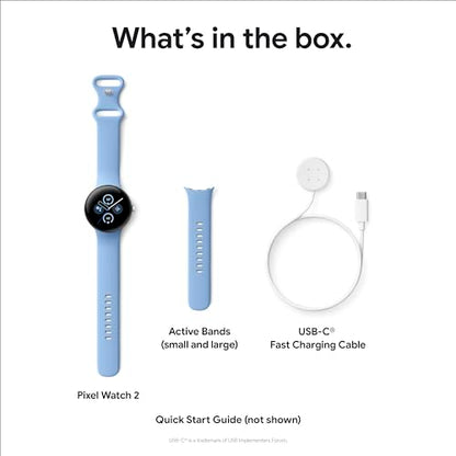 Google Pixel Watch 2 (Previous Model) with the Best of Fitbit - Heart Rate Tracking, Stress Management, Safety Features - Android Smartwatch - Matte Black Aluminum Case - Obsidian Active Band - WI-FI