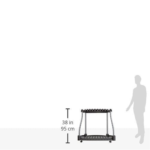 Rubbermaid Garage Tool Tower Rack Easy to Assemble Wheeled Organizes up to 40 Long-Handled Tools/Rakes/ Brooms/Shovles in Home/House/Outdoor/Shed Black