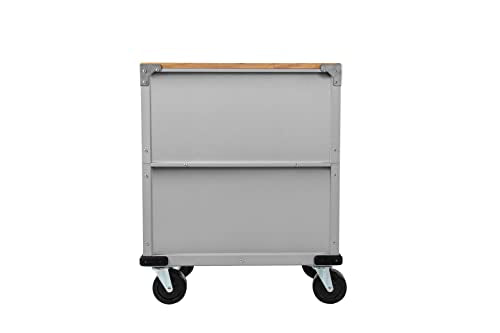 Seville Classics UltraHD Heavy Duty Rolling Cabinet Workbench Table w/Solid Wood Top, Workstation for Garage, Office, Workshop, Granite, 6-Drawer (28" W x 18" D