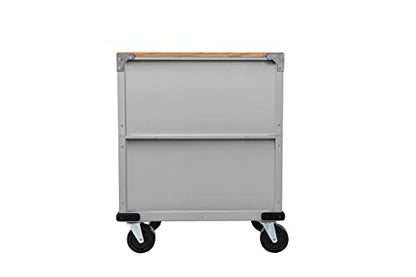 Seville Classics UltraHD Heavy Duty Rolling Cabinet Workbench Table w/Solid Wood Top, Workstation for Garage, Office, Workshop, Granite, 6-Drawer (28" W x 18" D