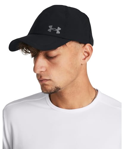 Under Armour Men's Iso-Chill Launch Run Adjustable Hat, (001) Black/Black/Reflective, One Size Fits Most