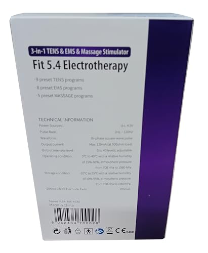 TESMED Fit 5.4: TENS Unit, EMS Muscle Stimulator & Muscle Massager (3-in-1), 22 Programs, 6 Customizable, Ideal for Pain Relief and Muscle Stimulation, 4 Electrodes