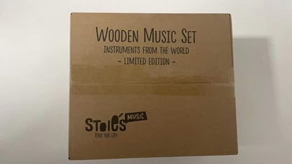 Stoie's Wooden Kids Musical Instruments for 3-9 Years Old, with Drum, Hand Bells, Flute, Maracas, Castanet, Tamburine, for Babies and Toddlers, Durable, Safe, Montessori Educational Toy, Storage Bag