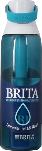Brita Insulated Filtered Water Bottle with Straw, Reusable, BPA Free Plastic, Sea Glass, 26 Ounce
