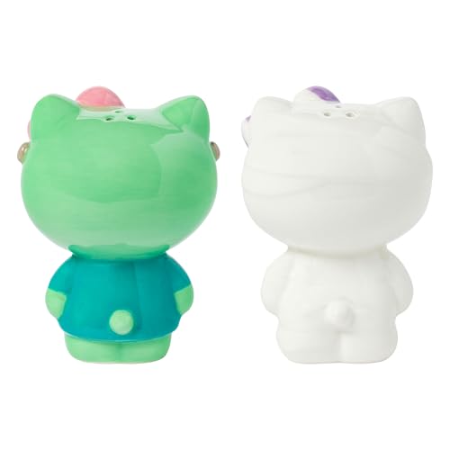 Silver Buffalo Sanrio Hello Kitty Halloween Ceramic Salt and Pepper Shaker Set, 5” L x 2” W x 3.5” H