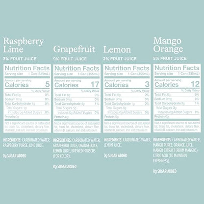 Spindrift Sparkling Water, 4 Flavor Variety Pack, Made with Real Squeezed Fruit, 12 Fl Oz (Pack of 20)