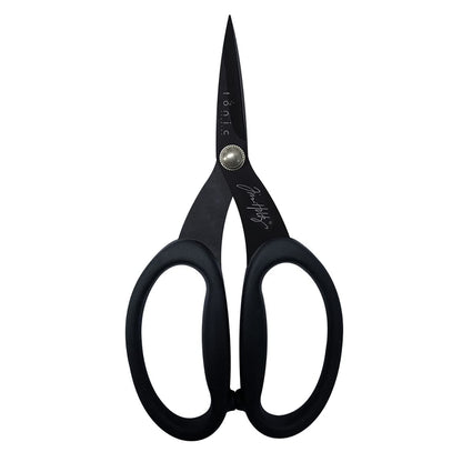 Tim Holtz Small Titanium Scissors - 7 Inch Mini Snips with Micro Serrated Blade - Non Stick Craft Tool for Cutting Paper, Fabric, and Sewing - Black Comfort Grip Handles