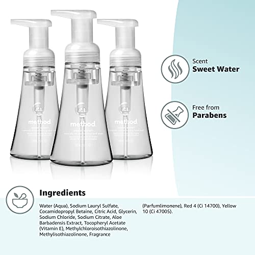 Method Foaming Hand Soap, Sweet Water, Paraben and Phthalate Free, Biodegradable Formula, 10 fl oz (Pack of 3)