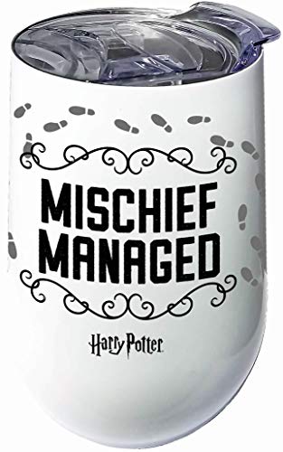 Spoontiques Harry Potter Stainless Steel Wine Tumbler, 16 Oz - Double Wall Insulated Drink Cup with Lid for Travel - Mischief Managed