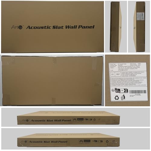 Art3d 2 Wood Slat Acoustic Panels for Wall and Ceiling - 3D Fluted Sound Absorbing Panel with Wood Finish - Walnut