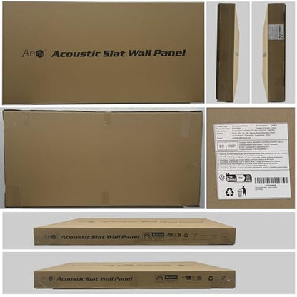 Art3d 2 Wood Slat Acoustic Panels for Wall and Ceiling - 3D Fluted Sound Absorbing Panel with Wood Finish - Walnut