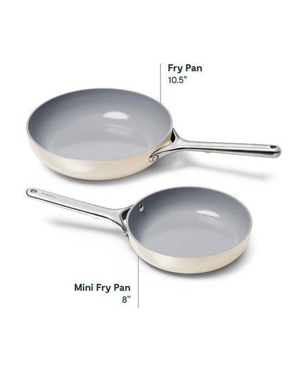 Caraway Nonstick Ceramic Frying Pan (2.7 qt, 10.5") - Non Toxic, PTFE & PFOA Free - Oven Safe & Compatible with All Stovetops (Gas, Electric & Induction) - Cream