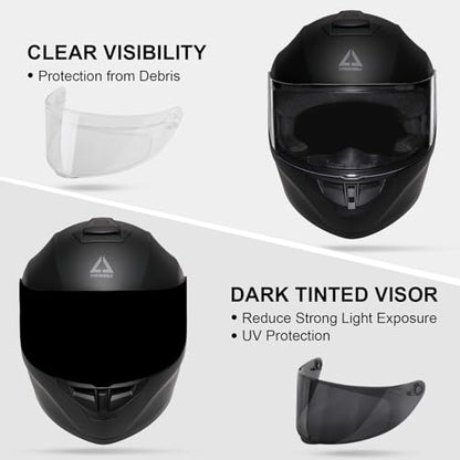 TRIANGLE Motorcycle Helmets Full Face Motorcycle Helmet for Men & Women with Tinted and Clear Visor Meet Dot Approved