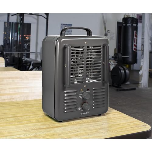 Comfort Zone Milkhouse Style Utility Space Heater with Adjustable Thermostat, Electric, Portable, 3-Prong Plug, Overheat Protection, & Tip-Over Switch, Ideal for Garage or Workshop, 1,500W, CZ798GR3