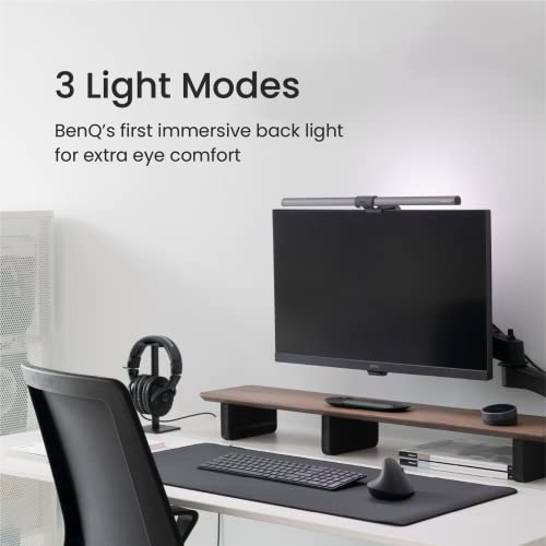 BenQ ScreenBar Halo LED Monitor Light Bar - Wireless Controller, Backlight, Adjustable Brightness/Color Temperature, Eye-Care Light Bar, No Screen Glare, Space-Saving, USB Powered Lamp