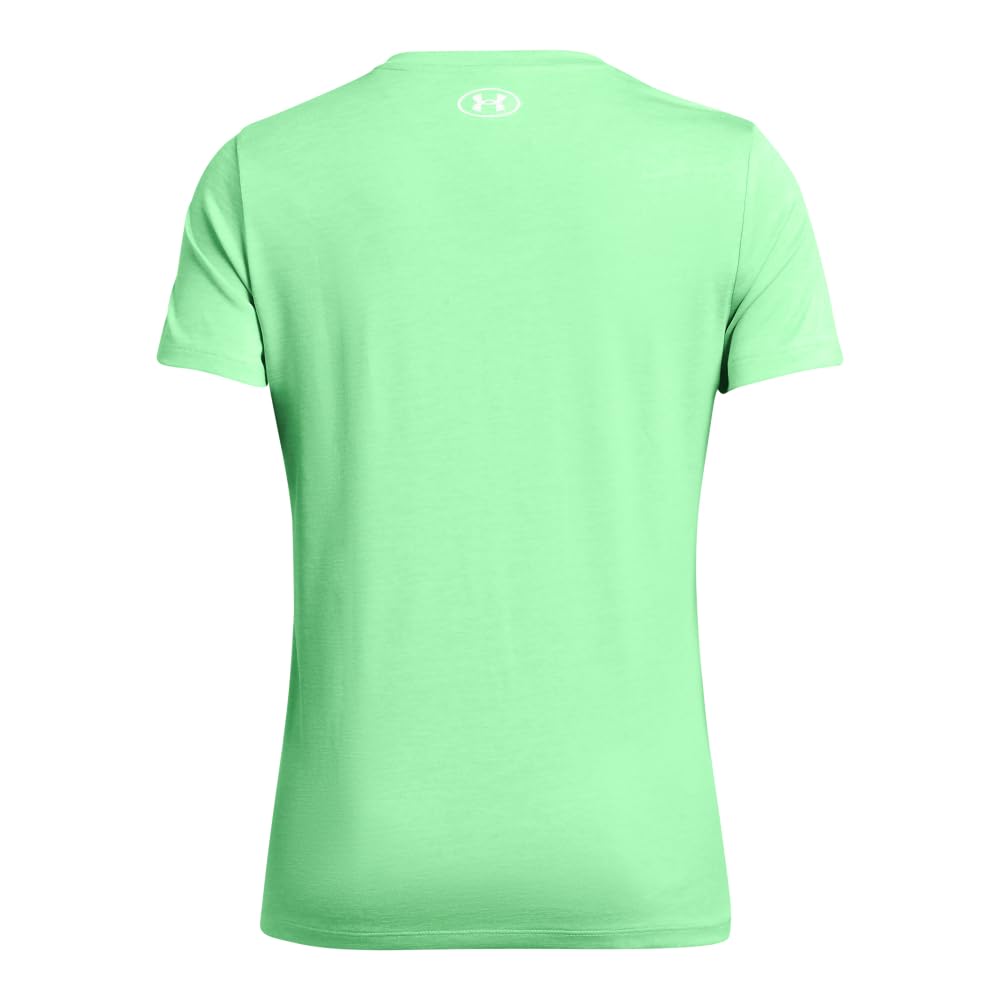 Under Armour Womens Tech Twist Short Sleeve V Neck, (350) Matrix Green/White/White, Large
