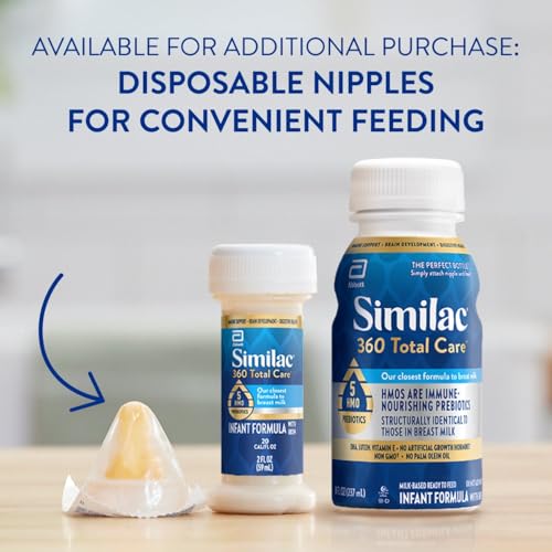 Similac 360 Total Care Infant Formula, Has 5 HMO Prebiotics, Our Closest Prebiotic Blend to Breast Milk, Non-GMO, Baby Formula, Ready to Feed, 2-fl-oz Bottle, Pack of 48