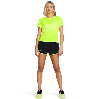 Under Armour Womens Fly by Shorts, (003) Black/High-Vis Yellow/Reflective, Medium