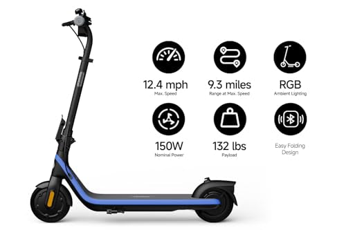 Segway Ninebot eKickScooter C2 Pro w/9.3 mi Max Operating Range & 12.4 mph Max Speed, Kids Electric Scooter Designed for Teens Ages 9+, UL-2272 Certified