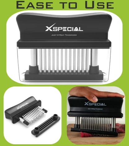 XSpecial Meat Tenderizer Tool 48 Blades Stainless Steel - Kitchen Cooking Gadgets Tools with Ultra Sharp Needle That Makes Steak & Chicken Tender - No More Hammer, Meat Pounder Or Mallet